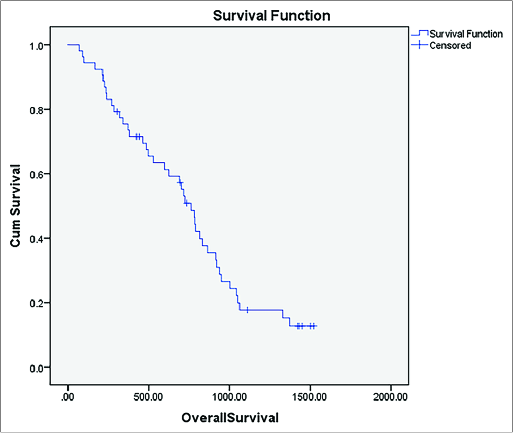 Kaplan–Meier curve of progression-free survival following ablation.